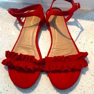 Red Ruffel Sandals